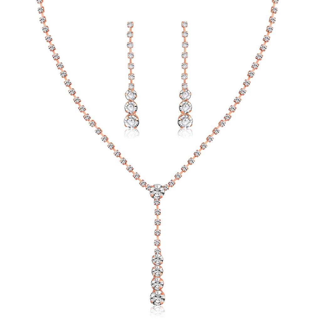 American Diamond Studded Necklace & Earrings Set Fashion Stylish Design Jewellery Gift For Women & Girls-Px8N18 : PX8N18C