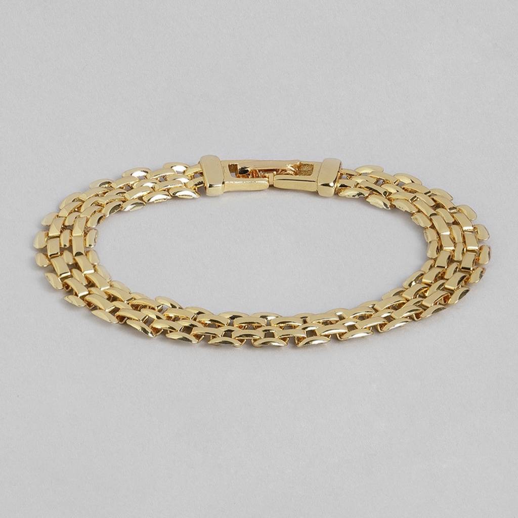 Estele Gold Plated Slender Brick Link Bracelet For Women : 215BR