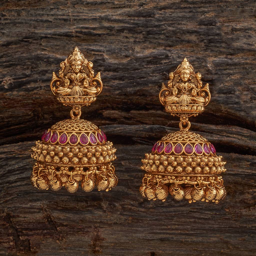 Kushal'S Fashion Jewellery Ruby Gold Plated Ethnic Antique Jhumkas-183287 : 437703