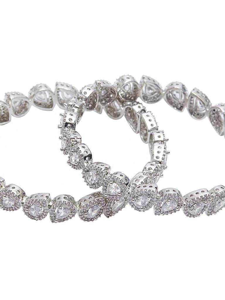 Pear Cut Cluster Setting Zircons Adorned Silver Plated Brass Bracelets : 8905124459944