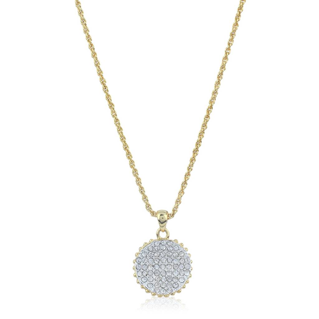 Estele Gold & Rhodium Plated Circle Designer Pendant With White Stones For Women : 369PENDANT