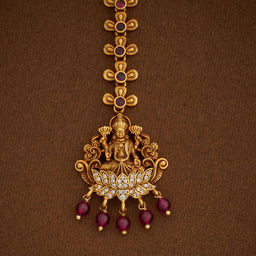 Kushal'S Fashion Jewellery Ruby Gold-Plated Ethnic Antique Maang Tikka -182517 : 435898