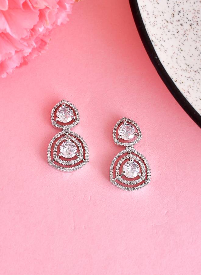 Sparkling Elegance Round Cut Cz Dangler Earrings : 8905124507850