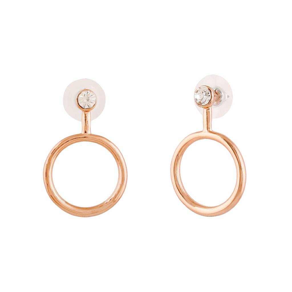 Estele Rosegold Plated Stylish Circular Designer Earrings For Women : 690709-RGER