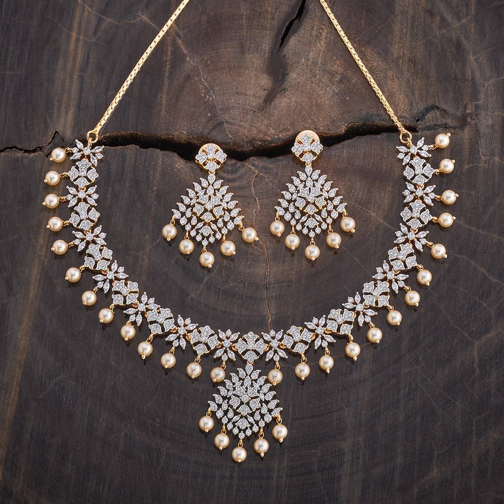 Kushal'S Fashion Jewellery Gold-Plated Cubic Zirconia Jewellery Set-178004 : 426490