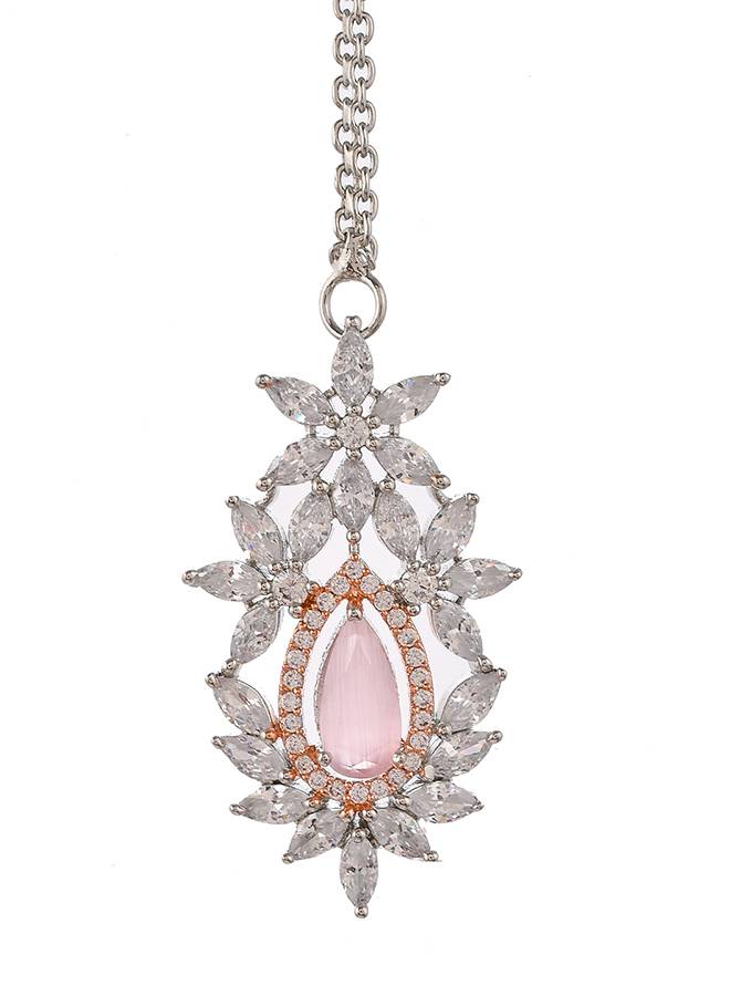 Cz Elegance Dual Tone Brass Made Necklace Set : 8905124477627