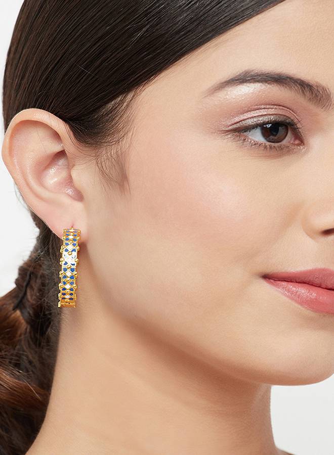 Fashion Trendy Hoops Gold Brass Earrings-Vmjai43814 : 8905124434323