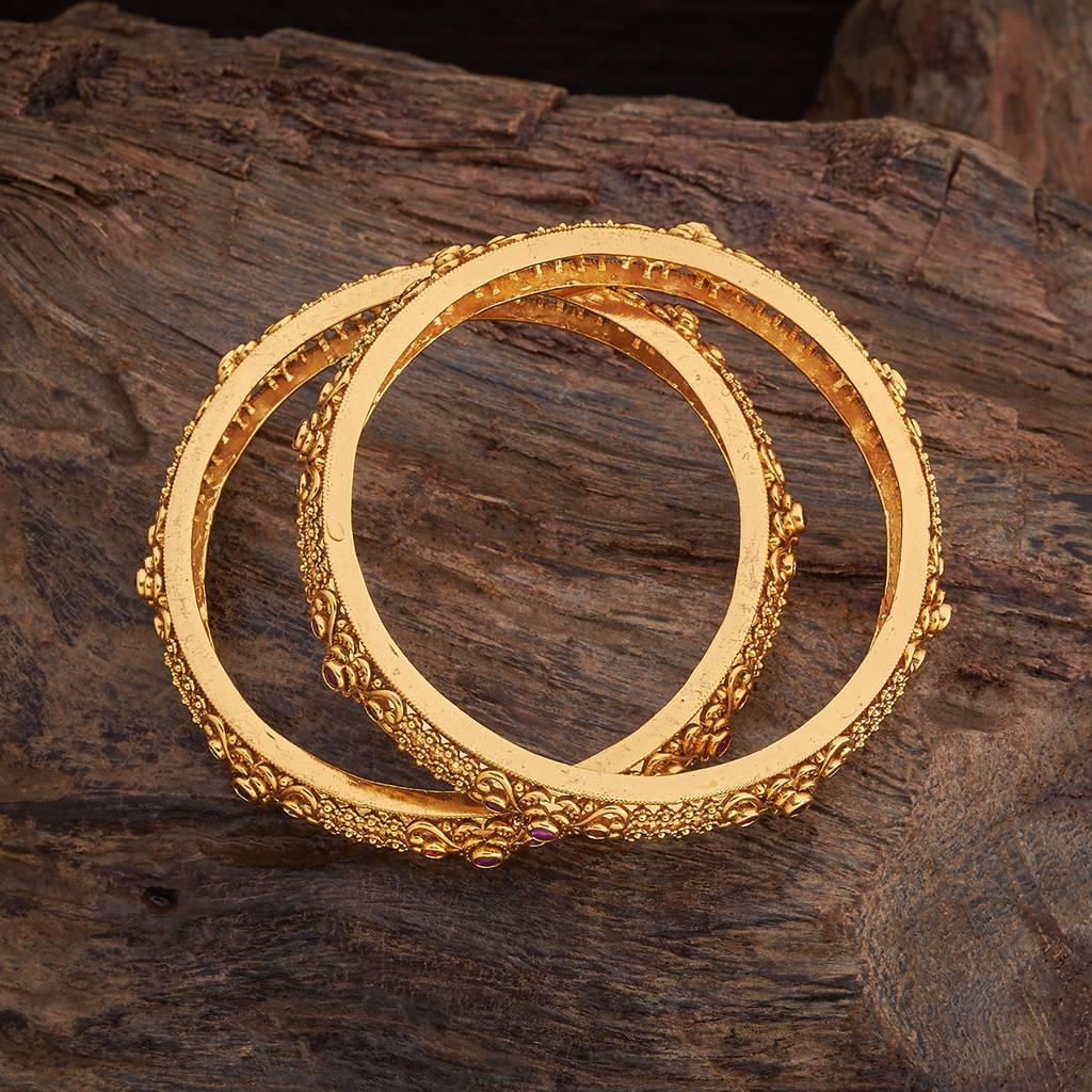 Kushal'S Fashion Jewellery Women Gold-Plated Ruby Antique Bangle : 431501