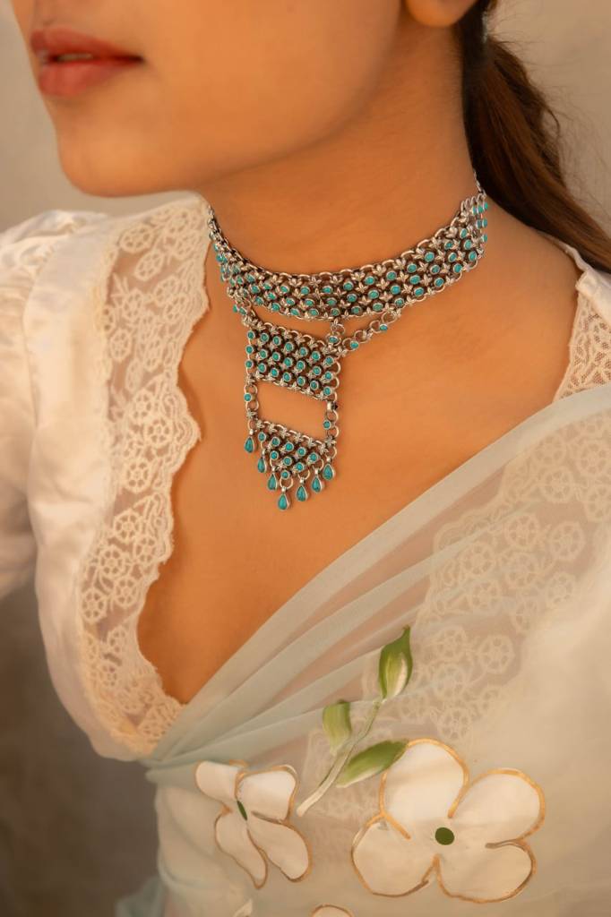 Tattva Turquoise Jadau Statement Layered Necklace : SR171823