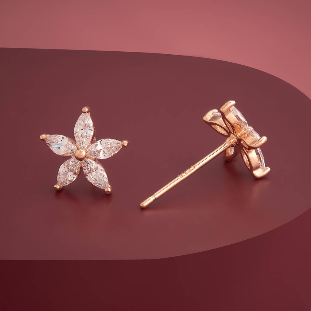Kushal'S Fashion Jewellery Plated Zircon 92.5 Sterling Silver Studs-161234 : 437119