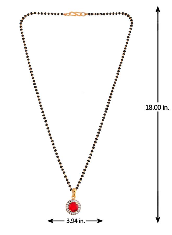 Sparkling Essential Red Cz Studded Round Gold Plated Mangalsutra Set : 8905124495164