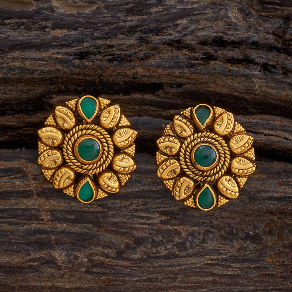 Kushal'S Fashion Jewellery Oxidised Gold-Plated Ethnic 92.5 Pure Silver Temple Studs-177440 : 425375