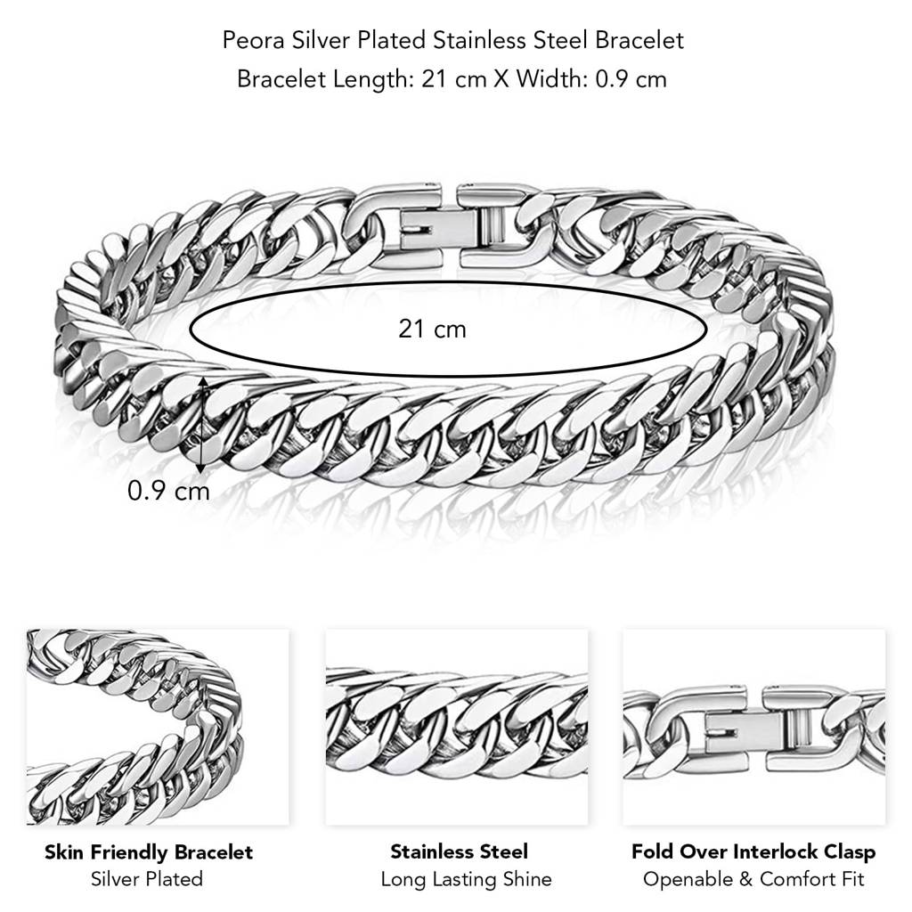 Silver Plated Stainless Steel Openable Stylish Link Chain Bracelet Fashion Jewellery For Men & Boys : PX5SB111
