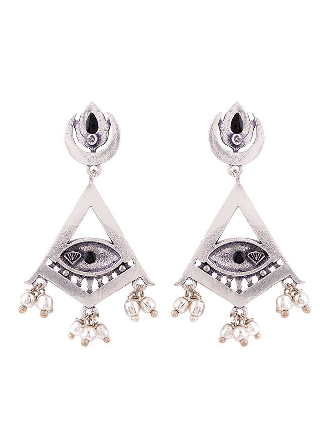 Evil Eyes Aztec Triangle Earrings : 8905124093001