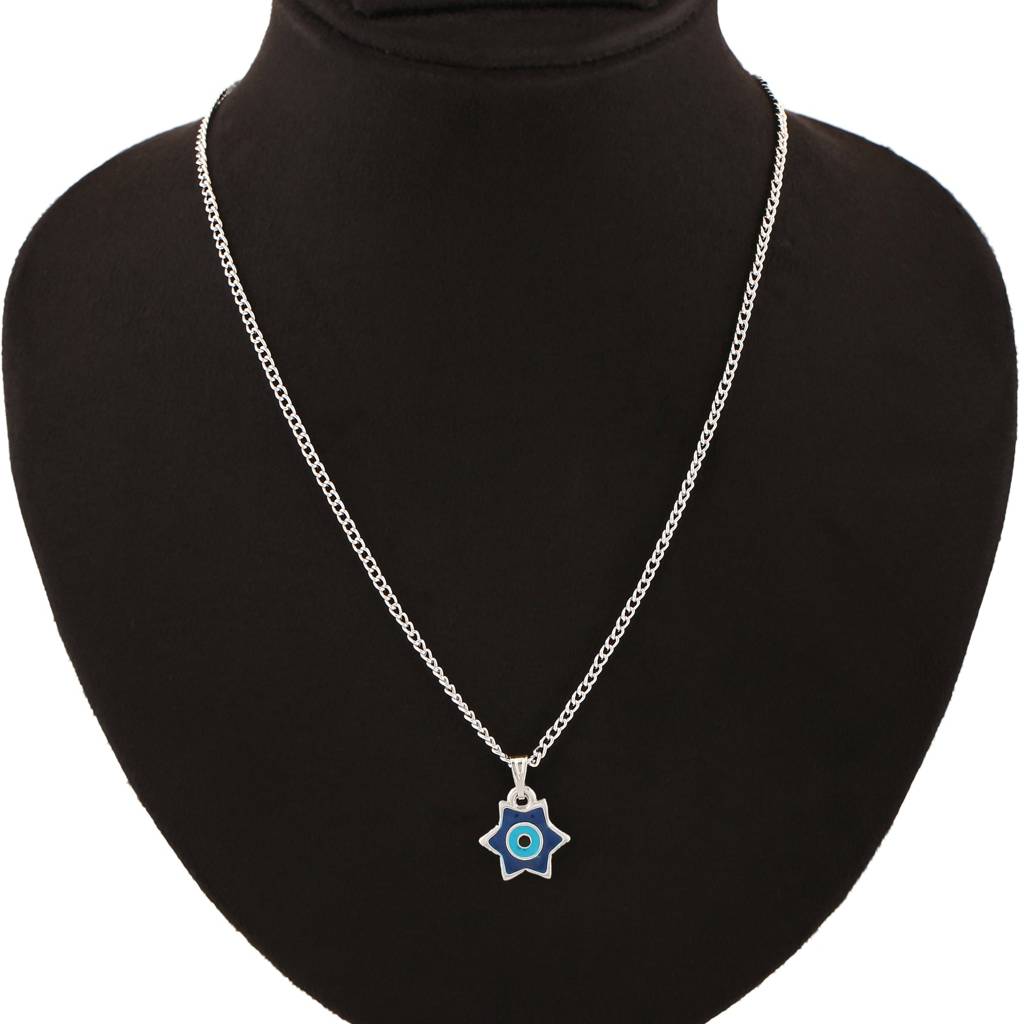 Estele Rhodium Plated Elegant Star Designer Evil Eye Charm Pendant With Chain For Girls/Women : 1015-IR-NBTQPENDANT