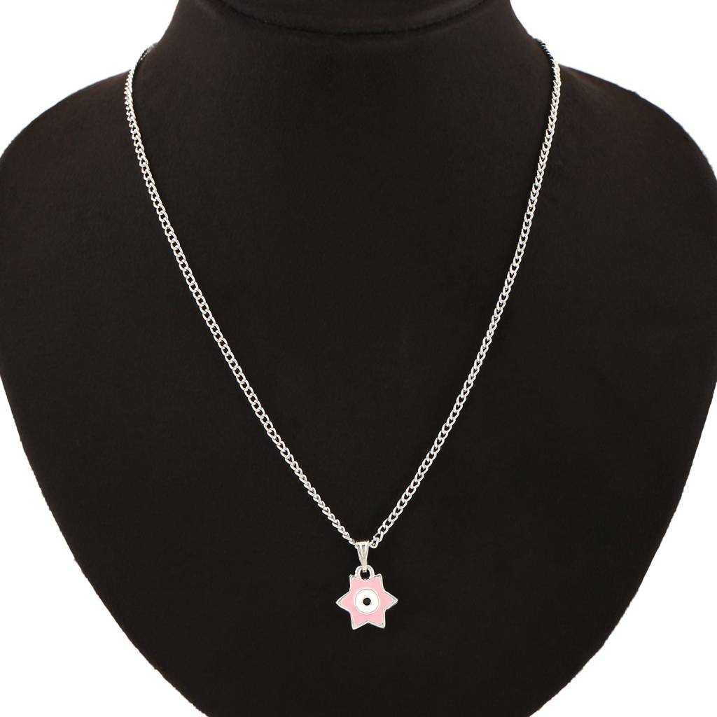 Estele Rhodium Plated Elegant Star Designer Evil Eye Charm Pendant With Chain For Girls/Women : 1015-IR-PNWEPENDANT