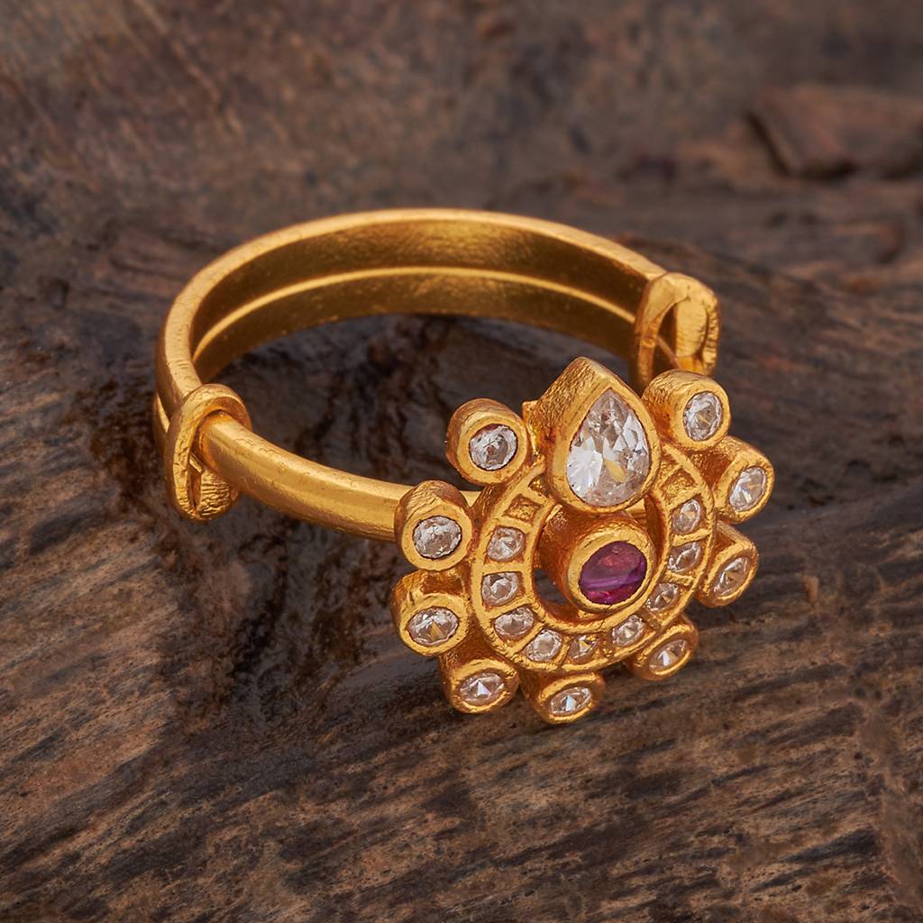 Kushal'S Fashion Jewellery 92.5 Pure Silver Gold-Plated Temple Finger Ring-178147 : 426732