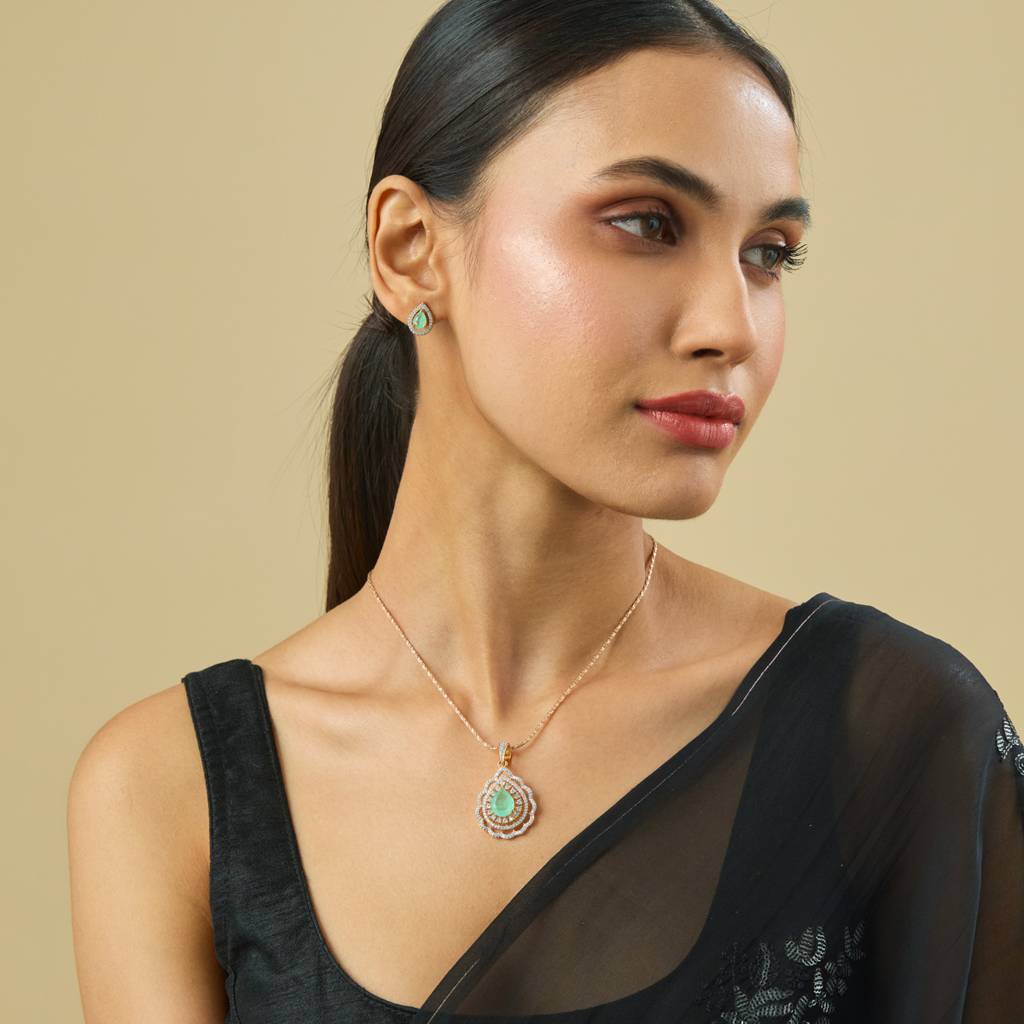 Kushal'S Fashion Jewellery-Plated Party Zircon Pendant Set-182057 : 434881