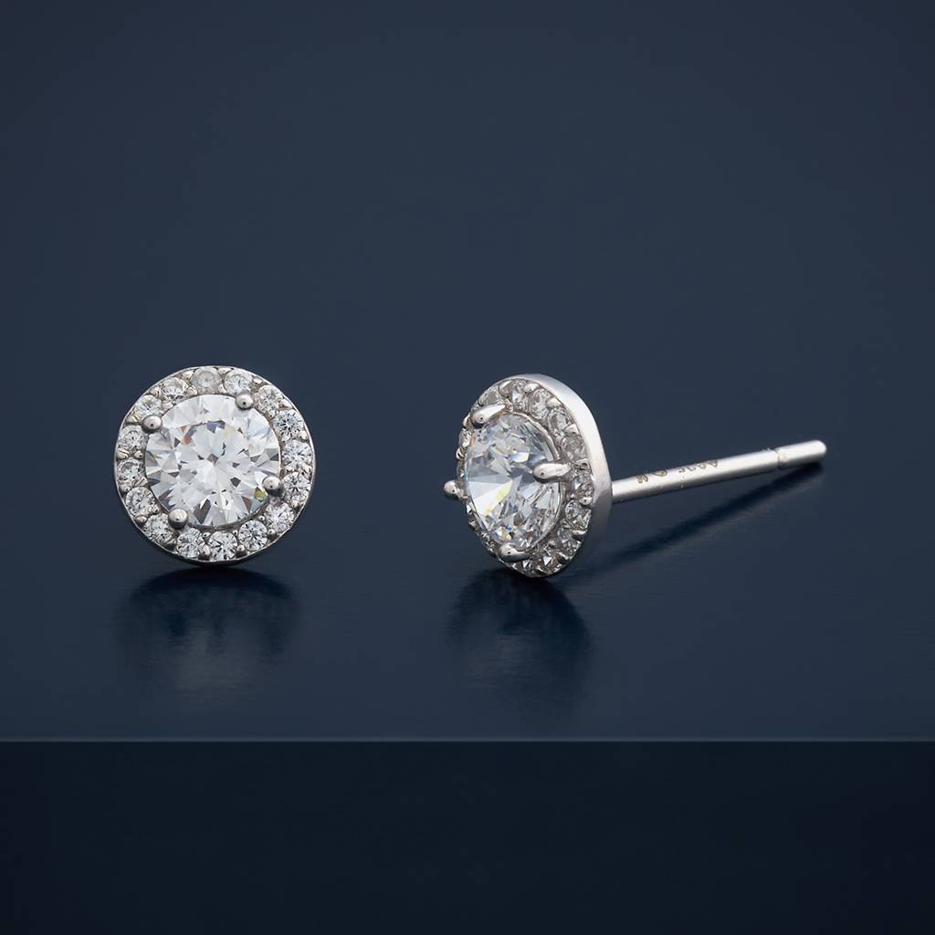 Kushal'S Fashion Jewellery Plated Zircon 92.5 Sterling Silver Studs-183075 : 437111