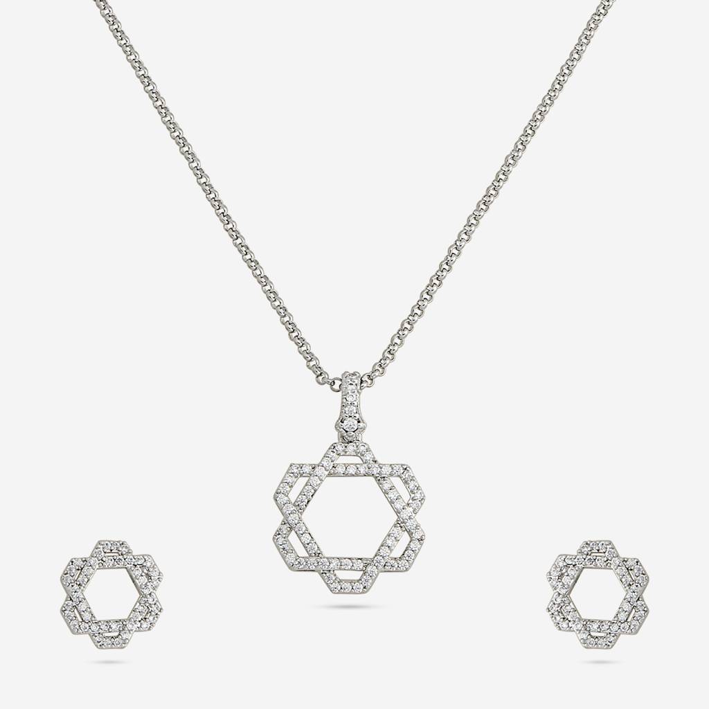 Kushal'S Fashion Jewellery  -Plated Party Trendy Zircon Necklace And Earring Set  -185689 : 442810