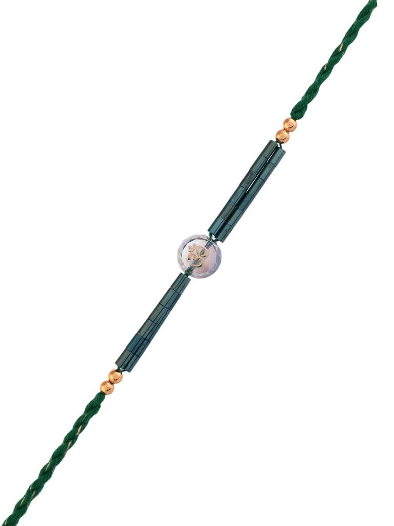 Men'S Bejewelled Green Beads Thread Rakhi For Brother : 8905124524277