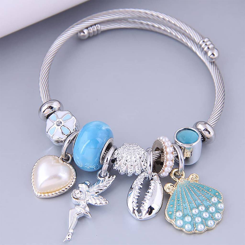 Synthetic Stone Studded Silver Plated Charm Bracelet Fashion Adjustable Stylish Jewellery Gift For Girls & Women : PX3B48