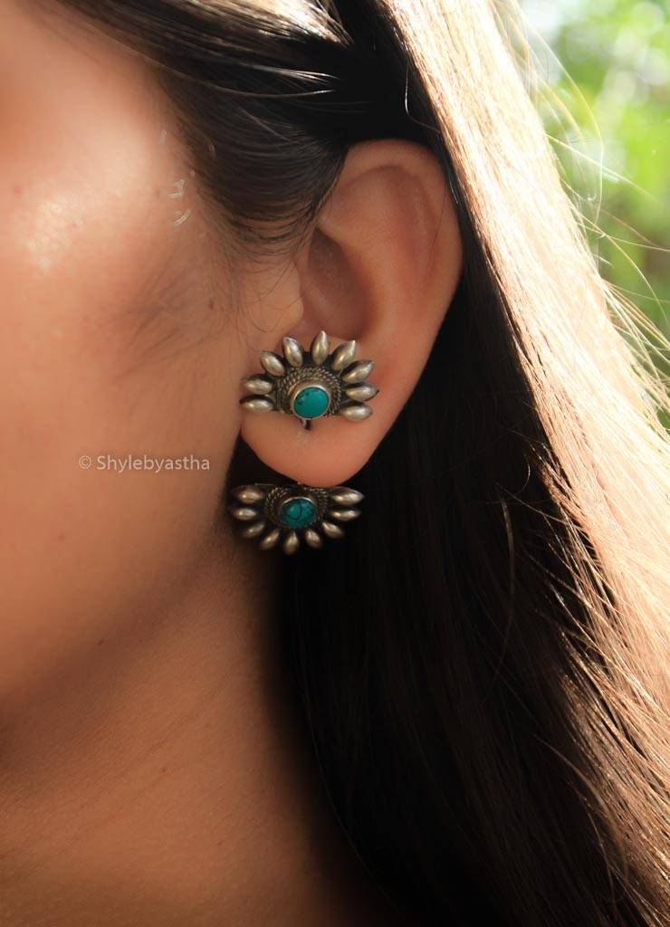 Shiva Turquoise Spiked Bold Studs : SE6028