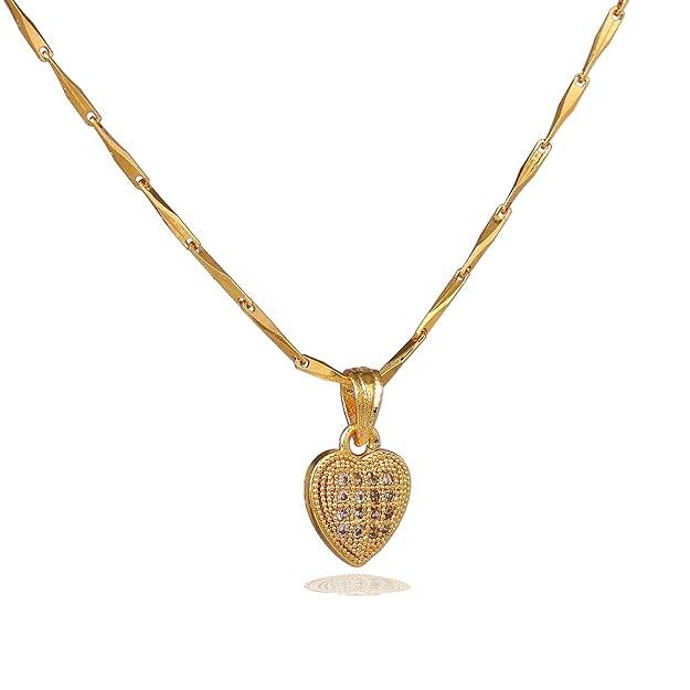 Fashion Jewelry Heart Shape Pendant For Women: Gold Plated Love-Inspired Lightweight Heart Pendant Neckla : OSAK020-IGWEPENDANT
