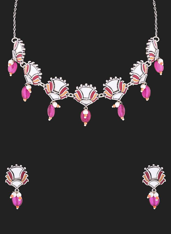 Thikri Mirrored Necklace Set : 8905124079647