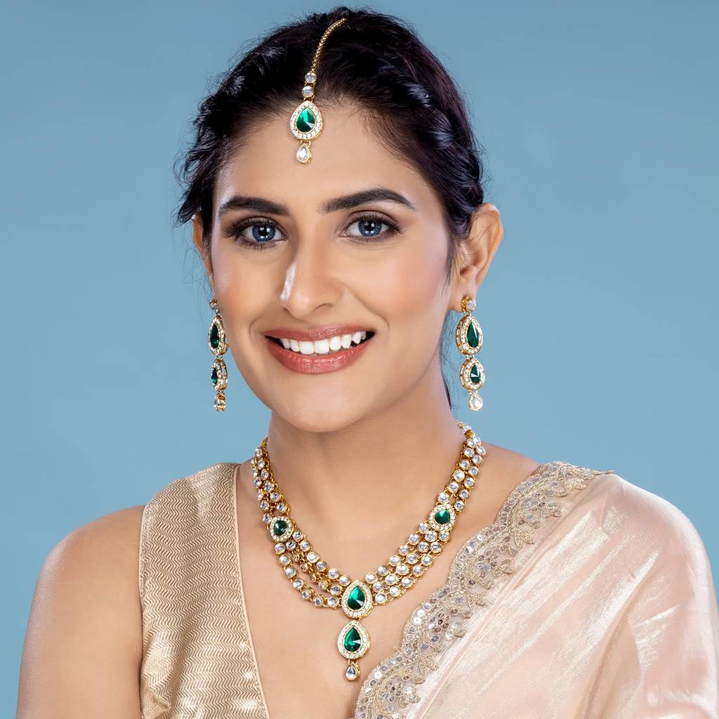 Studded Traditional Kundan Necklace Jewellery Set Gift For Women Girls-Pf37Nij315 : PF37NIJ315G