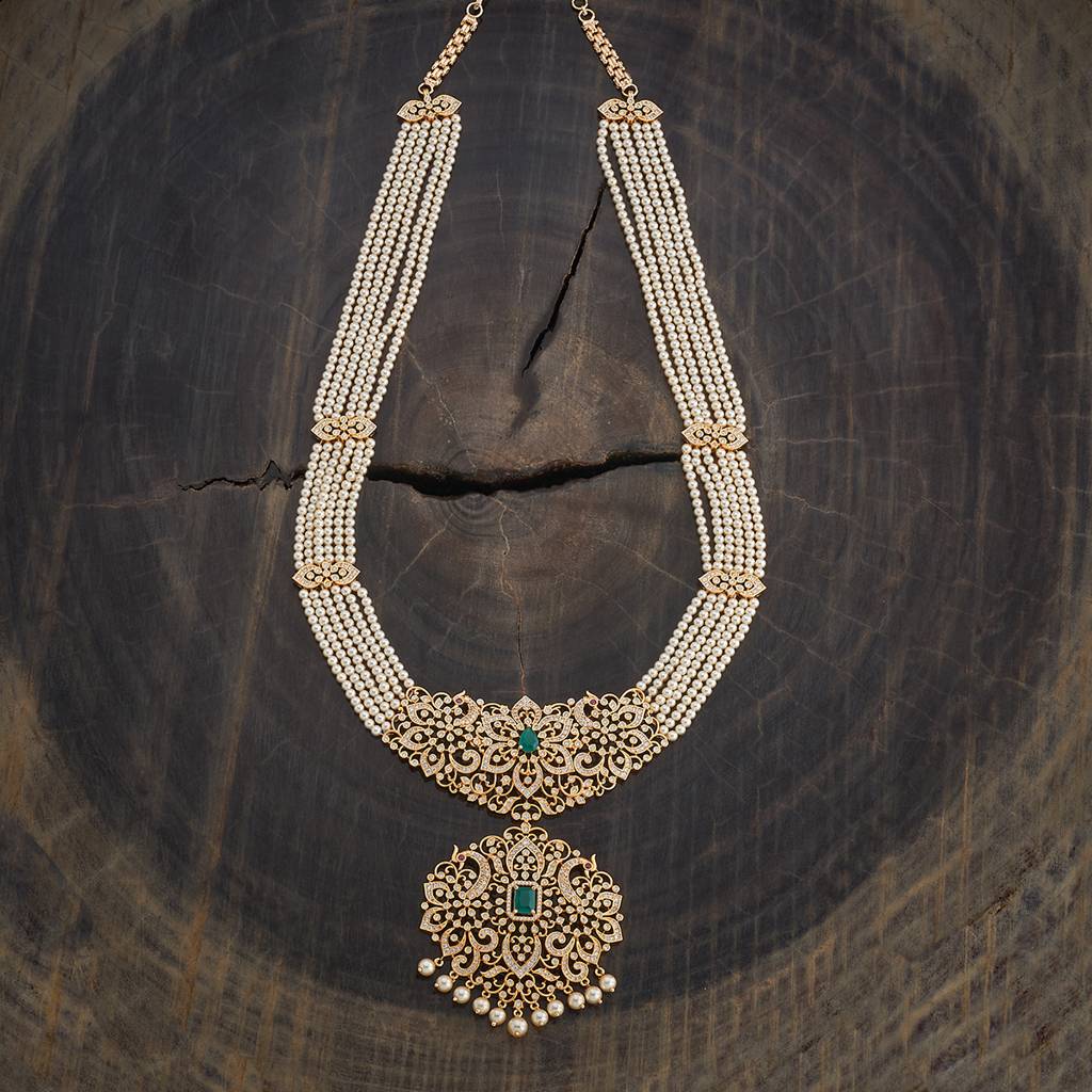Kushal'S Fashion Jewellery Green Gold-Plated Party Zircon Necklace-178617 : 427667