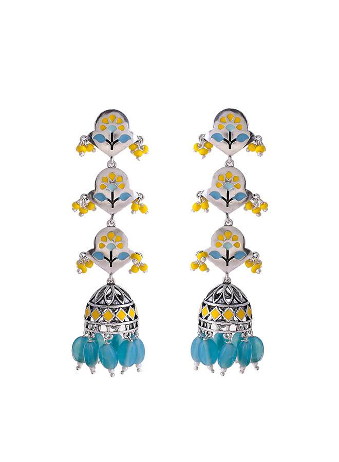 Bagh E Fiza Spring Layered Jhumka Earrings : 8907617929286