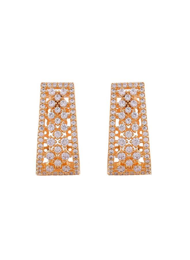 Sparkling Elegance Lattice Pattern Diamond Cut Cz Earrings : 8905124529395