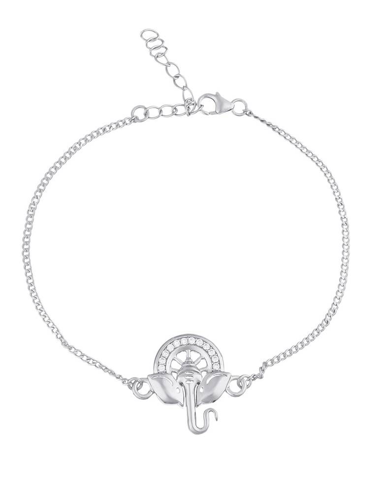 925 Sterling Silver Auspicious Ganpati Bracelet Style Rakhi : 8905124466546