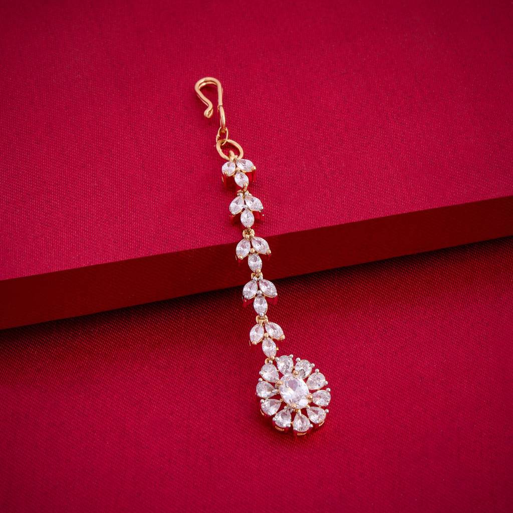 Kushal'S Fashion Jewellery Plated Ethnic Zircon Maang Tikka