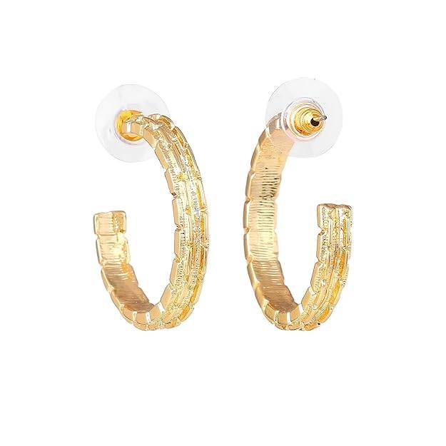 Gold Plated Timeless Glamor Lightweight Half Hoop Earrings-Suitable For Girls : 206710-2NIGER