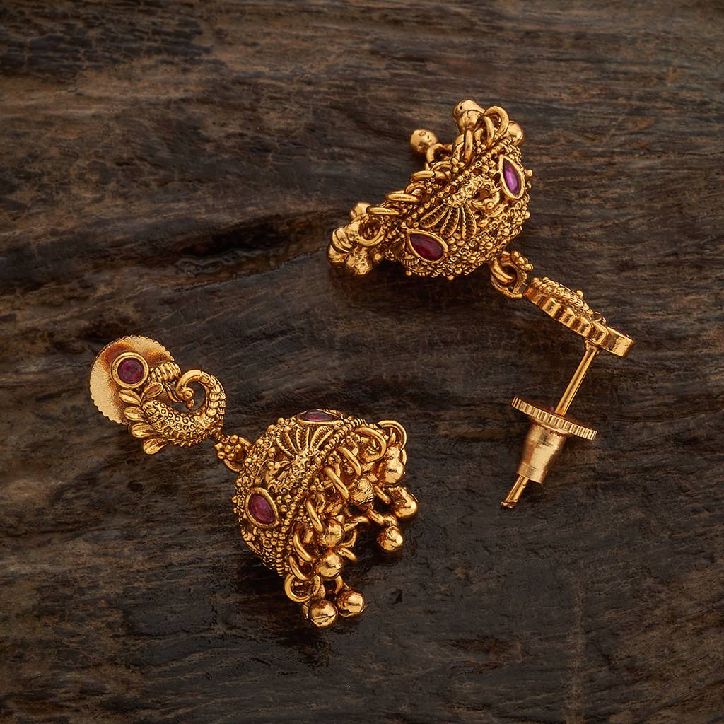 Kushal'S Fashion Jewellery Gold-Plated Ethnic Antique Jhumkas-169534 : 416573
