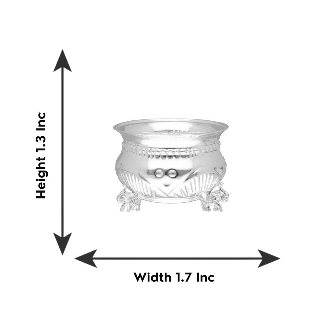 80% Purity-10 Grams Silver Kumkum Holder With Elephants Legs : JPAUG-25-111