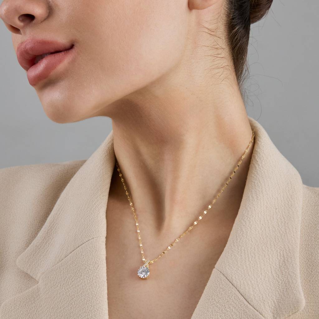 Kushal'S Fashion Jewellery White Rose Gold-Plated Zircon Party 92.5 Sterling Silver Pendant-183186 : 437507