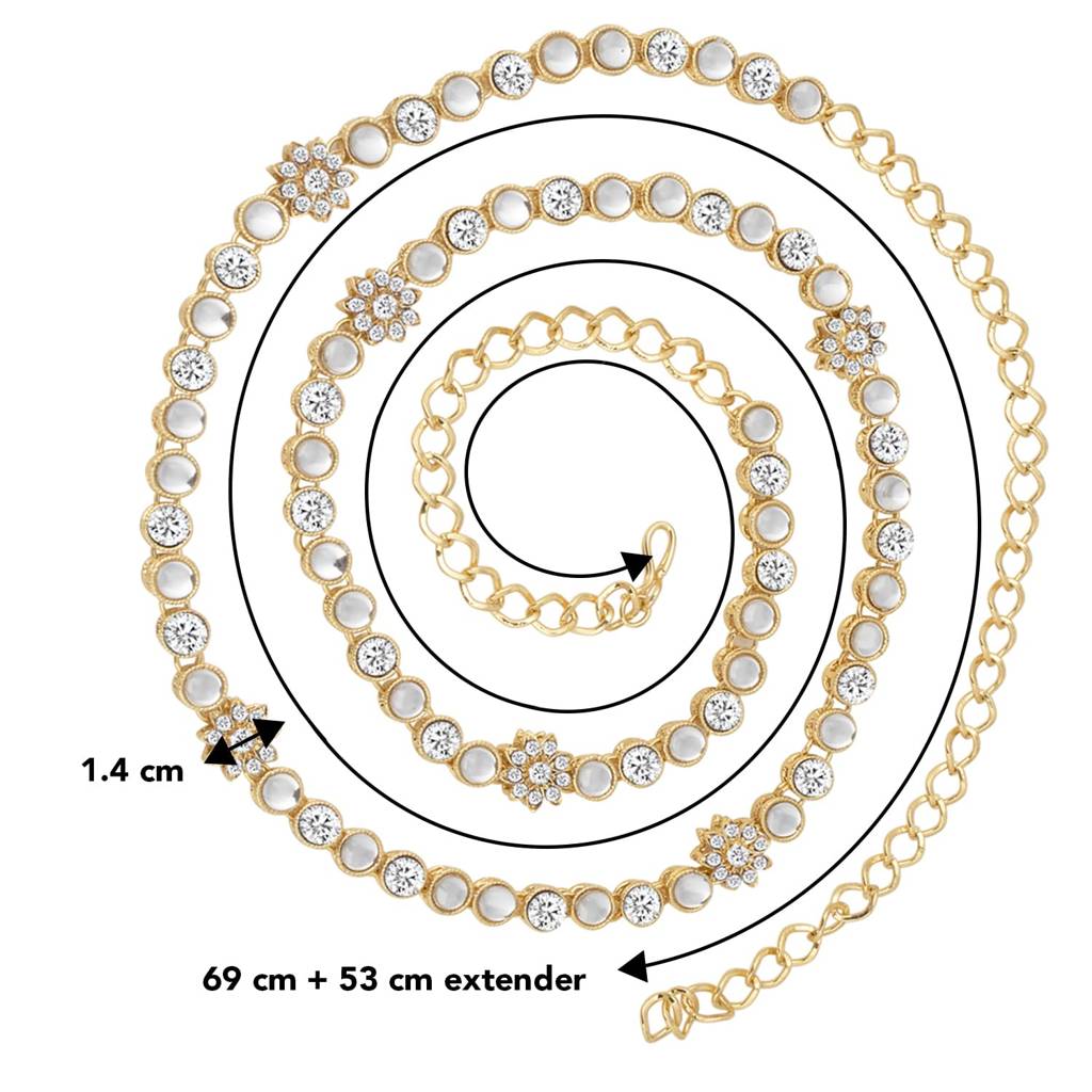 Traditional Jewellery Gold Plated Kundan Waist Belt Kamar Bandh Belly Chain For Women & Girls : PF37BCHB003W