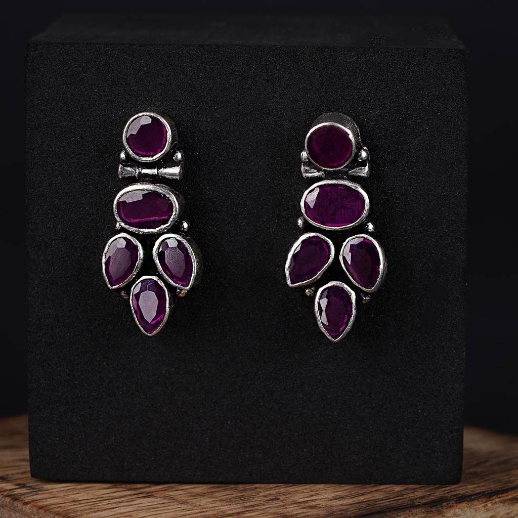 Silver Ruby Earrings. : SSE753