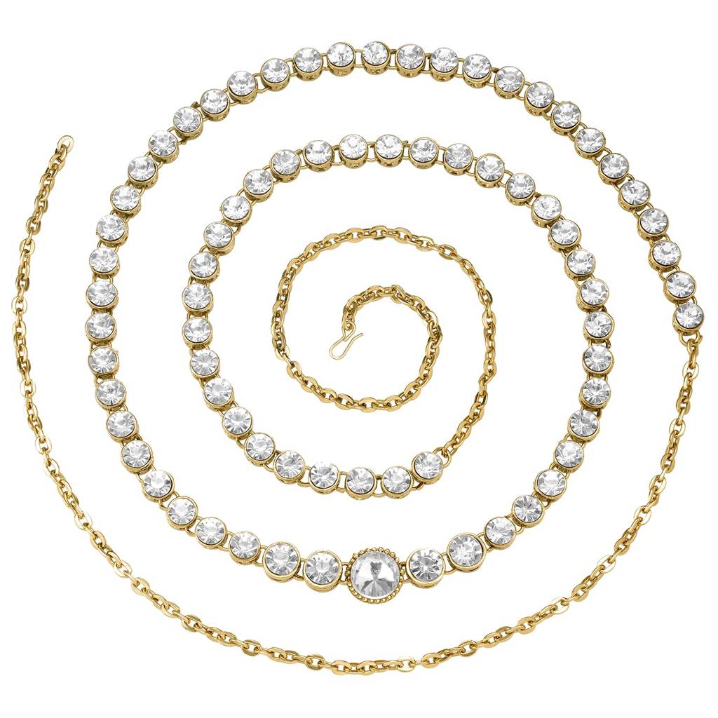 Plated Kundan Studded Belly Chain Stylish Kamarband Fashion Jewellery For Girls & Women-Pf25Bch003 : PF25BCH003W