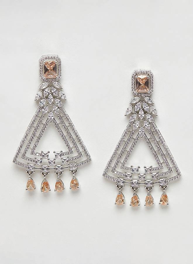 Cz Elegance Heavily Embellished Chandelier Earrings : 8905124459760