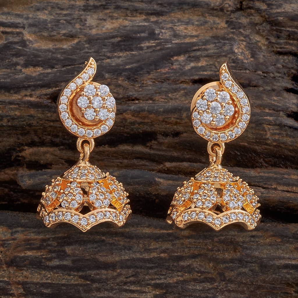 Kushal'S Fashion Jewellery White Gold-Plated Party Zircon Jhumkas-178238 : 426789