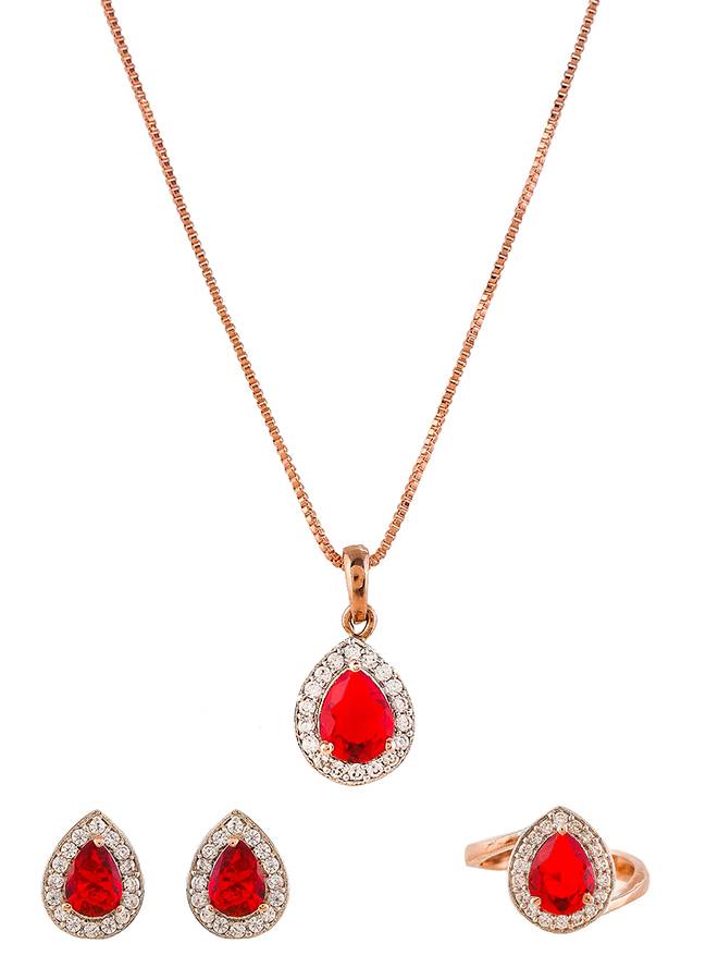 Sparkling Essentials Pink Teardrop Cut Cluster Setting Cz Box Set : 8905124480399