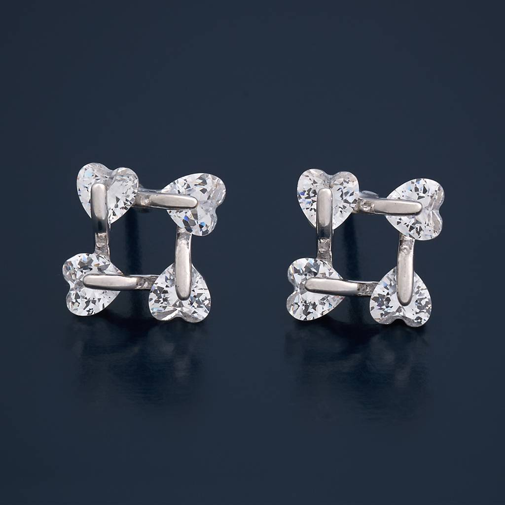 Kushal'S Fashion Jewellery White Rhodium-Plated Party Zircon 92.5 Sterling Silver Stud Earrings-183076 : 437115