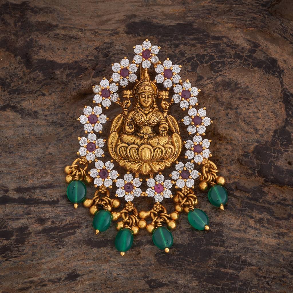 Gold-Plated Ethnic 925 Silver Temple Pendant : 426586