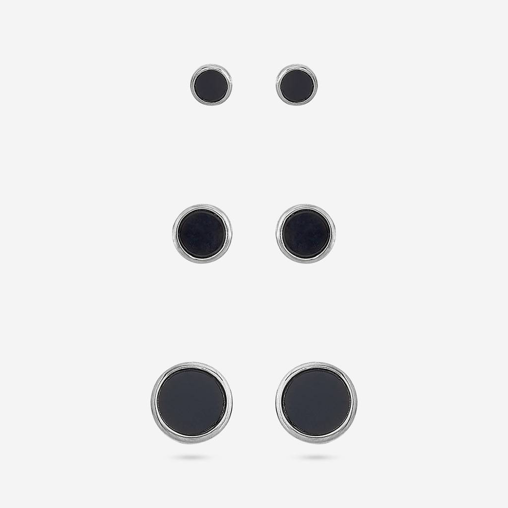 Kushal'S Fashion Jewellery Black Rhodium-Plated Party 92.5 Sterling Silver Studs-448368 : 448368