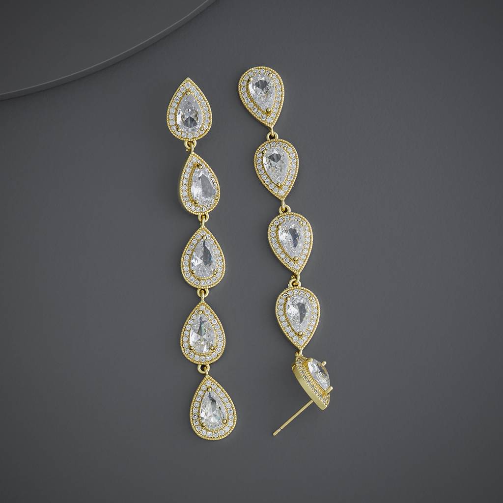 Kushal'S Fashion Jewellery White Gold-Plated Party Trendy Zircon Drop Earrings-183692 : 438542