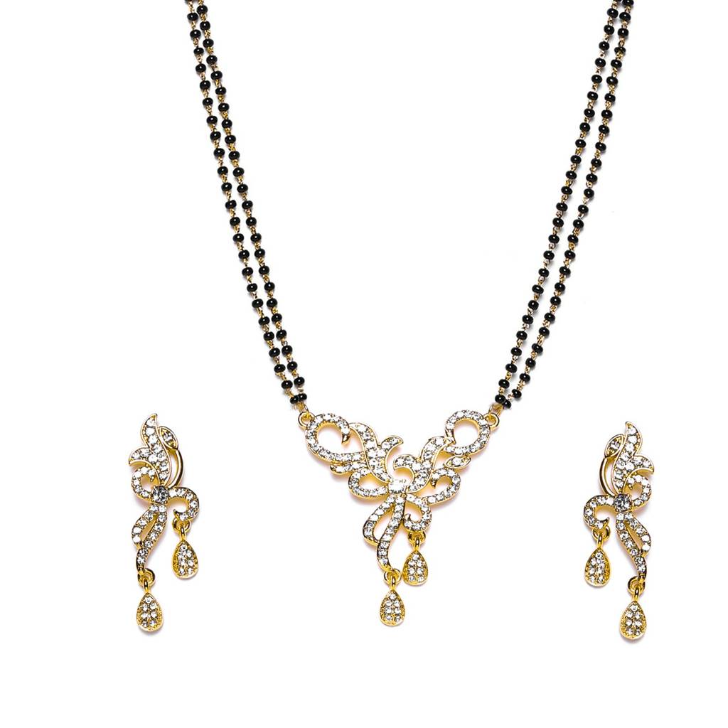 Estele Gold Plated Floral Crystal Drop Mangalsutra Set With Austrian Crystals : EMS14080072NKER